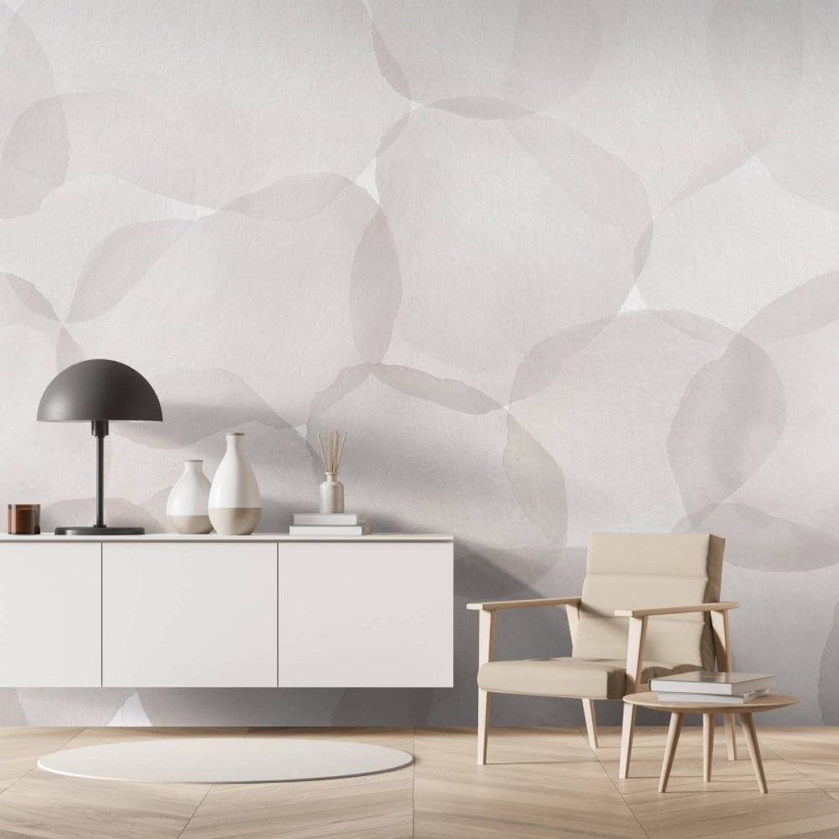 はがせるミューラル壁紙 のりなし Abstract Circles Gray NSO-G00134