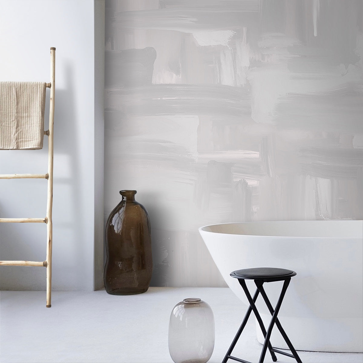 【サンプル】はがせるミューラル壁紙 のりなし Painted Canvas Gray NSO-G00146