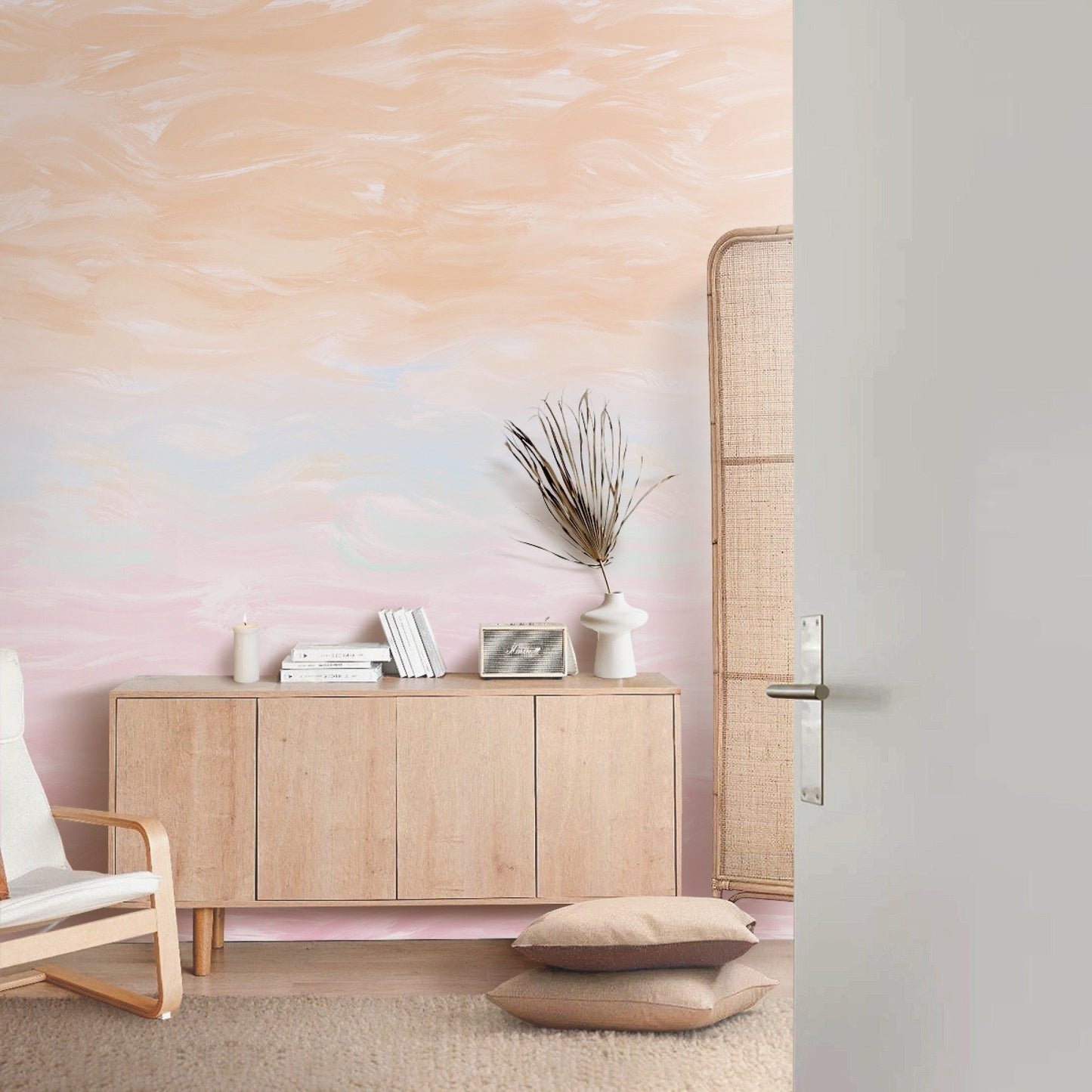 【サンプル】はがせるミューラル壁紙 のりなし Wavy Brush Flower Field NSO-G00149