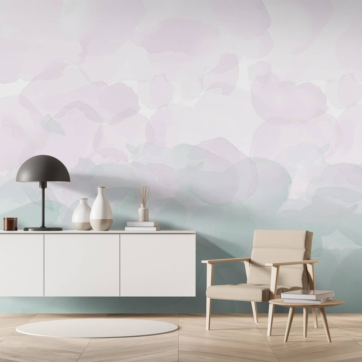 【サンプル】はがせるミューラル壁紙 のりなし Flower Petals Jade Green NSO-G00161