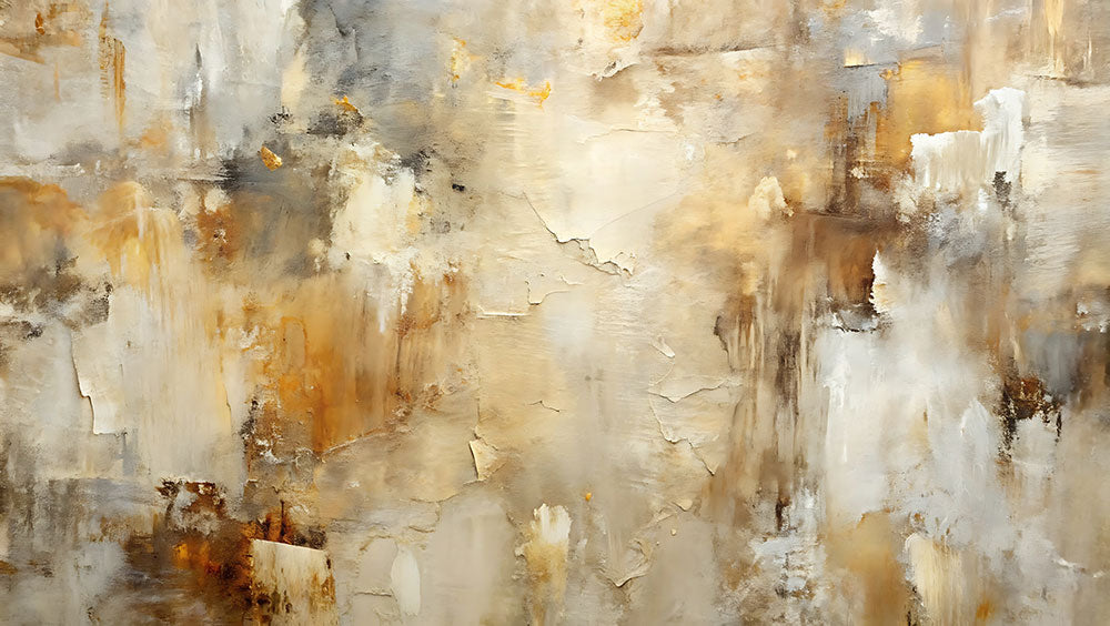はがせるミューラル壁紙 のりなし Abstract textured painting Gold NSO-G00294
