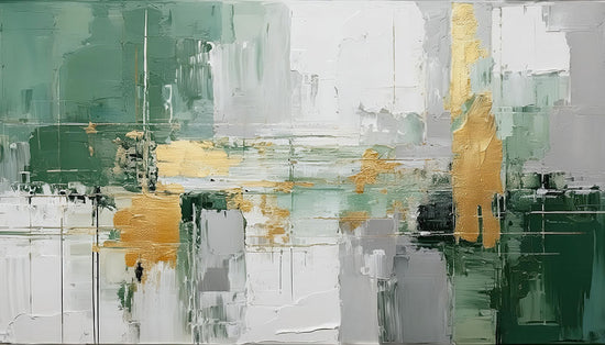 はがせるミューラル壁紙 のりなし Abstract oil painting Green NSO-G00296