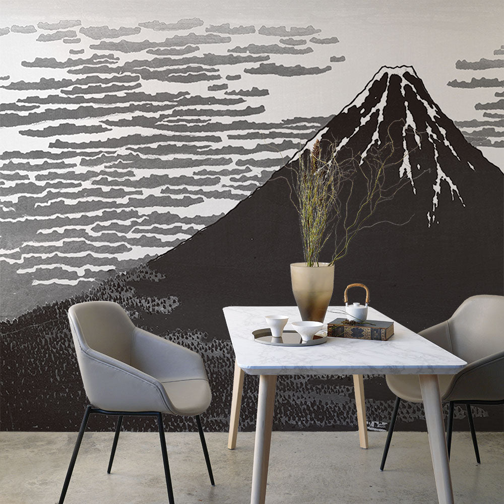 はがせるミューラル壁紙 のりなし 葛飾北斎 富嶽三十六景 凱風快晴（モノクロ） NSO-M00005