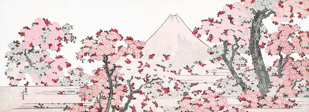 はがせるミューラル壁紙 のりなし 葛飾北斎 桜花に富士図（鮮やか） NSO-M00009