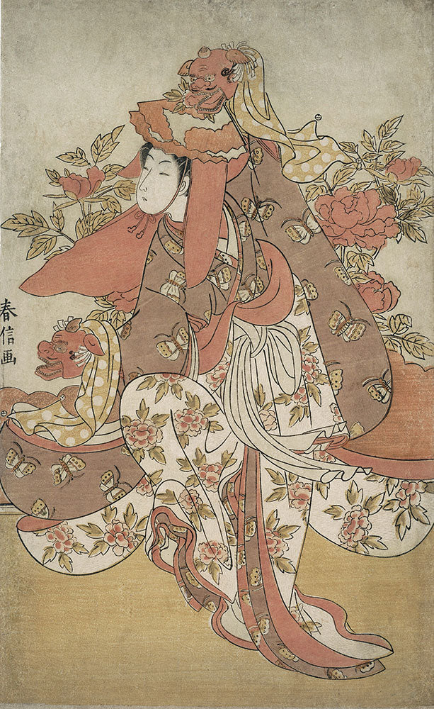 はがせるミューラル壁紙 のりなし 鈴木春信 獅子舞