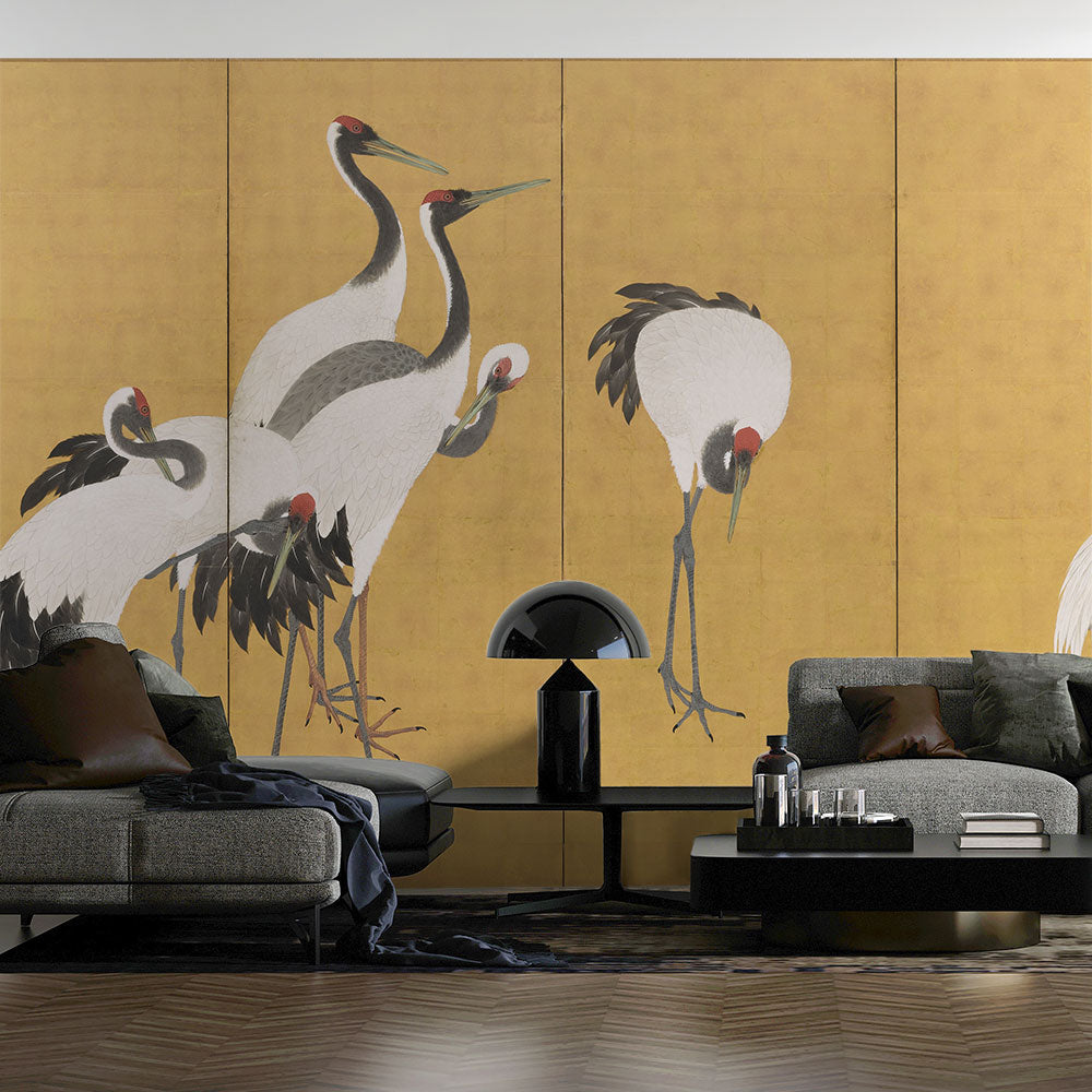 はがせるミューラル壁紙 のりなし 円山応挙 群鶴図屏風 NSO-N00132