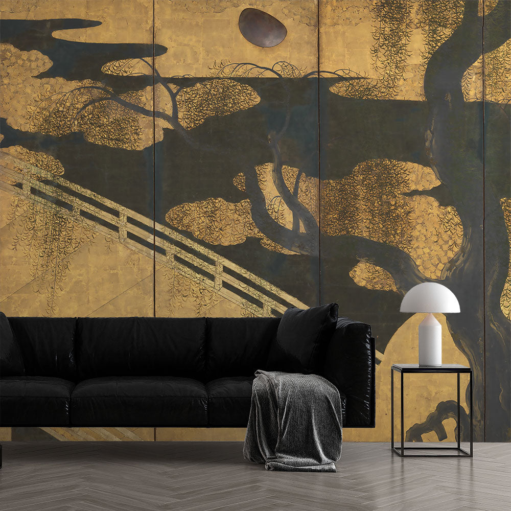 【サンプル】はがせるミューラル壁紙 のりなし 長谷川等伯 柳橋水車図屏風 NSO-N00134