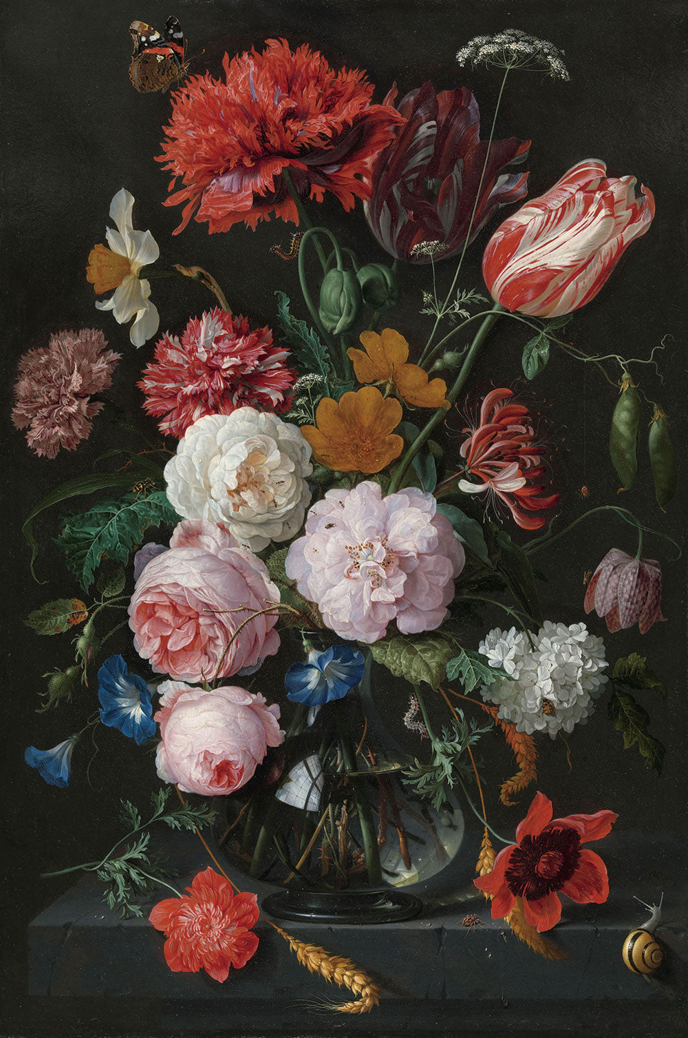 はがせるミューラル壁紙 のりなし Jan Davidszoon de Heem Still Life with Flowers in a Glass Vase NSO-S00068