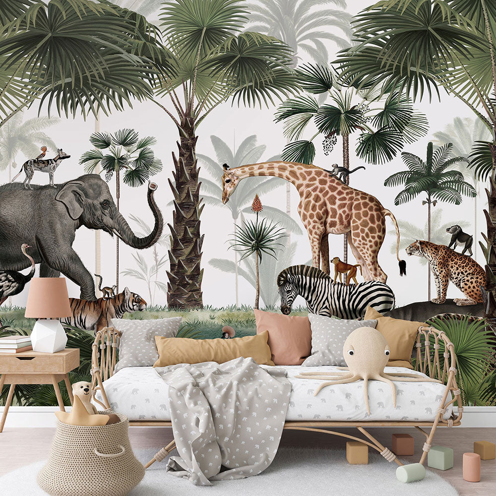 はがせるミューラル壁紙 のりなし KIKKI BELLE Animal Kingdom W13295