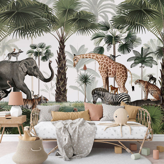 はがせるミューラル壁紙 のりなし KIKKI BELLE Animal Kingdom W13295