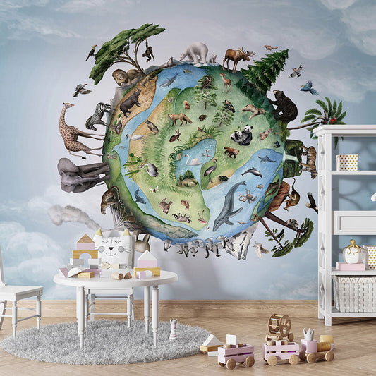 はがせるミューラル壁紙 のりなし KIKKI BELLE Animals of Earth W13296