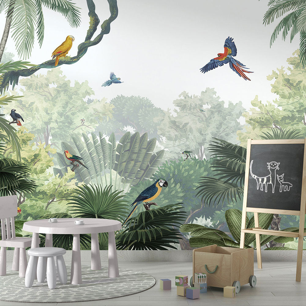 はがせるミューラル壁紙 のりなし KIKKI BELLE Canopy Jungle Natural W13305