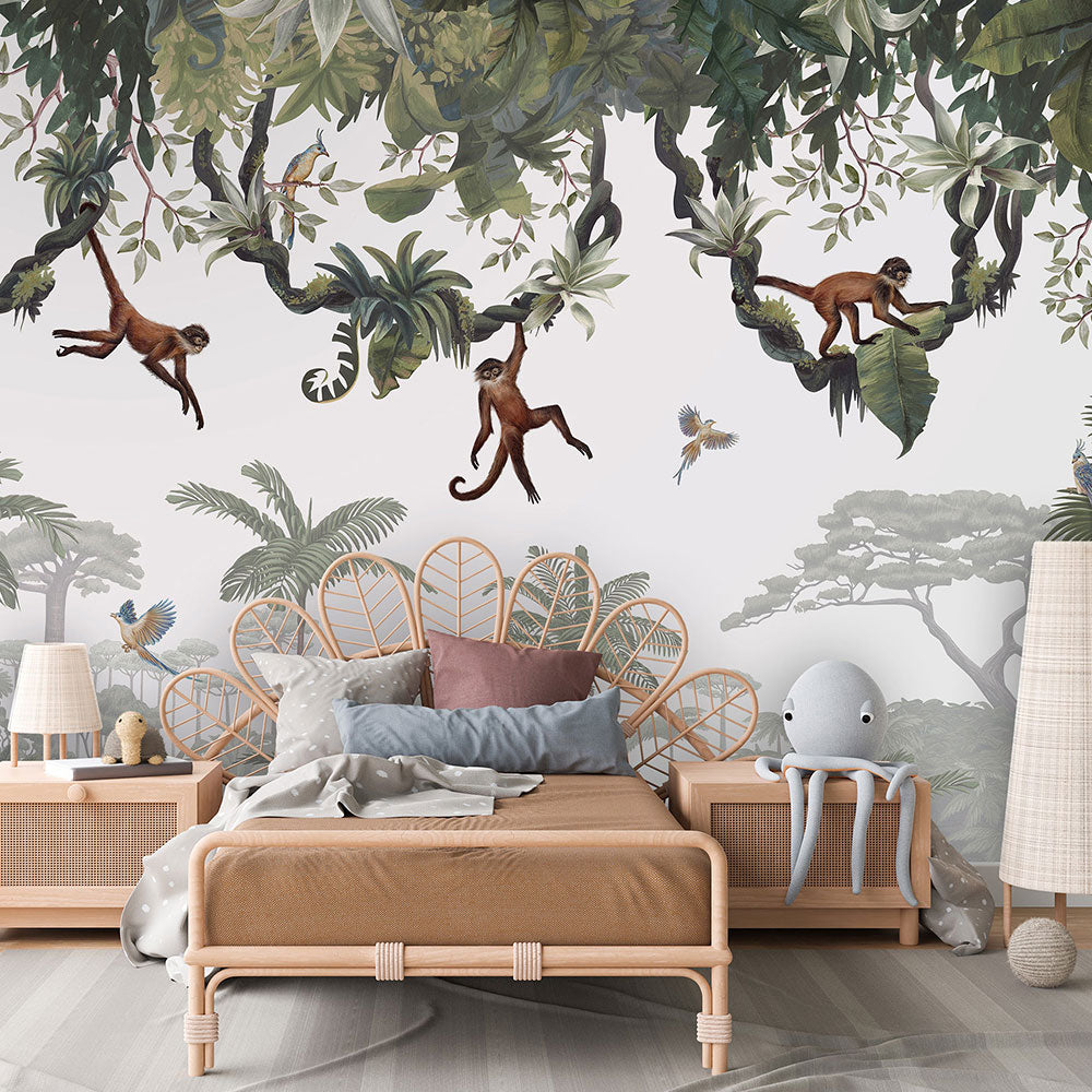 はがせるミューラル壁紙 のりなし KIKKI BELLE Cheeky Monkeys W13307