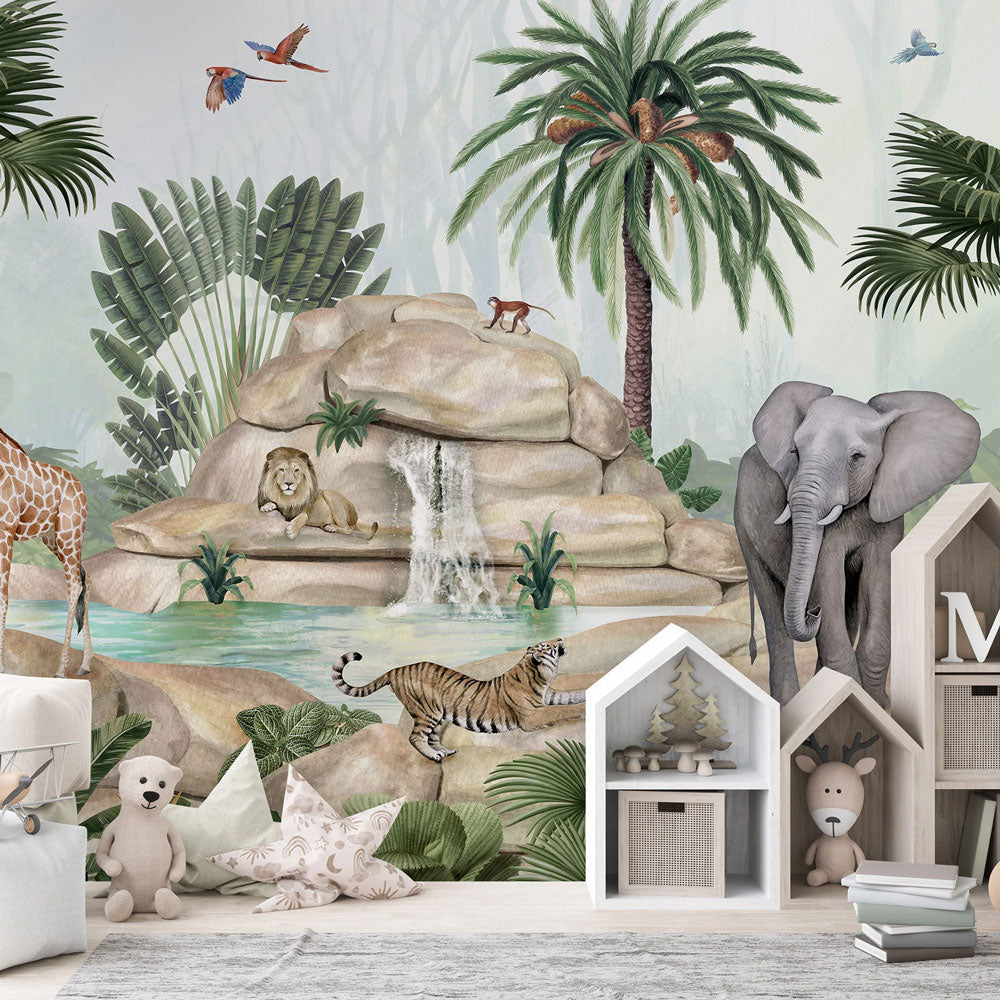 はがせるミューラル壁紙 のりなし KIKKI BELLE Jolly Jungle W13322