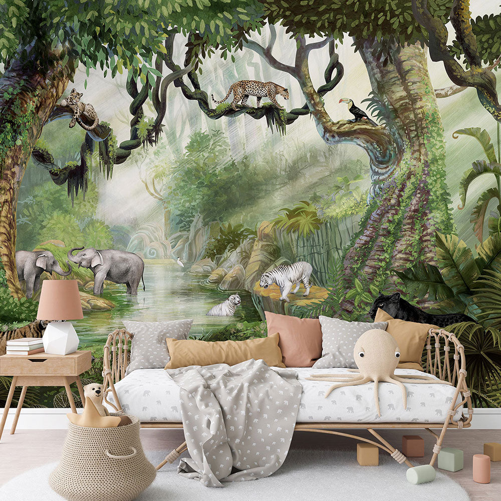 はがせるミューラル壁紙 のりなし KIKKI BELLE Jungle Cats W13323