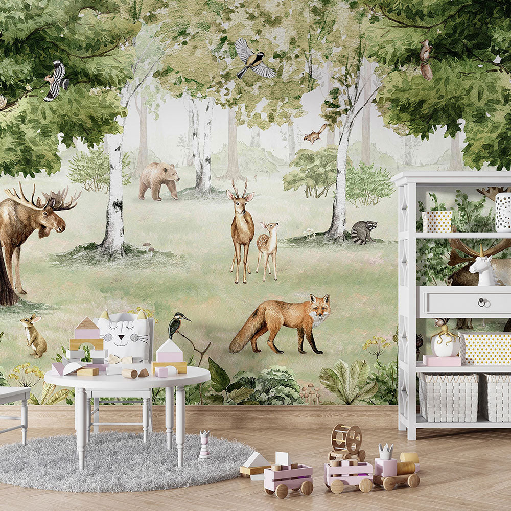 はがせるミューラル壁紙 のりなし KIKKI BELLE Woodland Wonders W13339