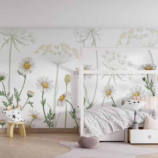 はがせるミューラル壁紙 のりなし KIKKI BELLE Dazzling Daisies White W13365