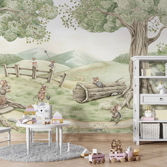 はがせるミューラル壁紙 のりなし KIKKI BELLE Mouse Family W13912