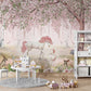はがせるミューラル壁紙 のりなし KIKKI BELLE Unicorn Forest Pink W13917