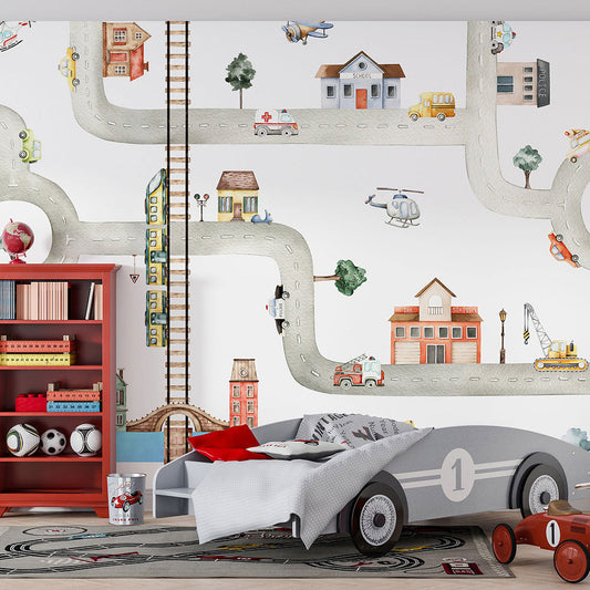 はがせるミューラル壁紙 のりなし Oliver Robins City of Vehicles W13341