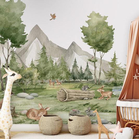 はがせるミューラル壁紙 のりなし Oliver Robins Forest Joy W13345