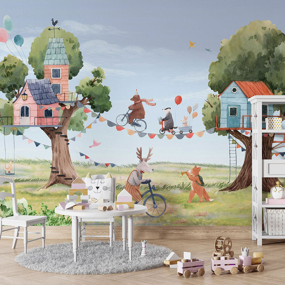 はがせるミューラル壁紙 のりなし Oliver Robins Treehouse Party W13355