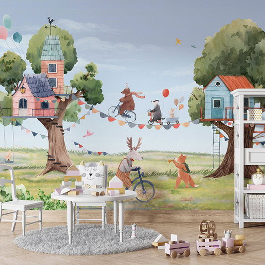 はがせるミューラル壁紙 のりなし Oliver Robins Treehouse Party W13355