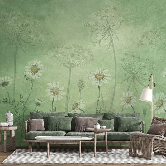 はがせるミューラル壁紙 のりなし Sir Edward Dazzling Daisies Green W13364