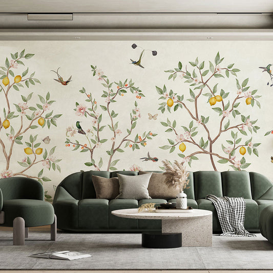 はがせるミューラル壁紙 のりなし Sir Edward Lemon Tree Chinoiserie White W13373