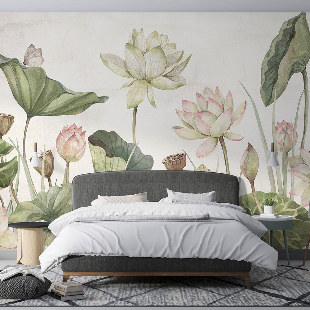 はがせるミューラル壁紙 のりなし Sir Edward Lovely Water Lilies W13377