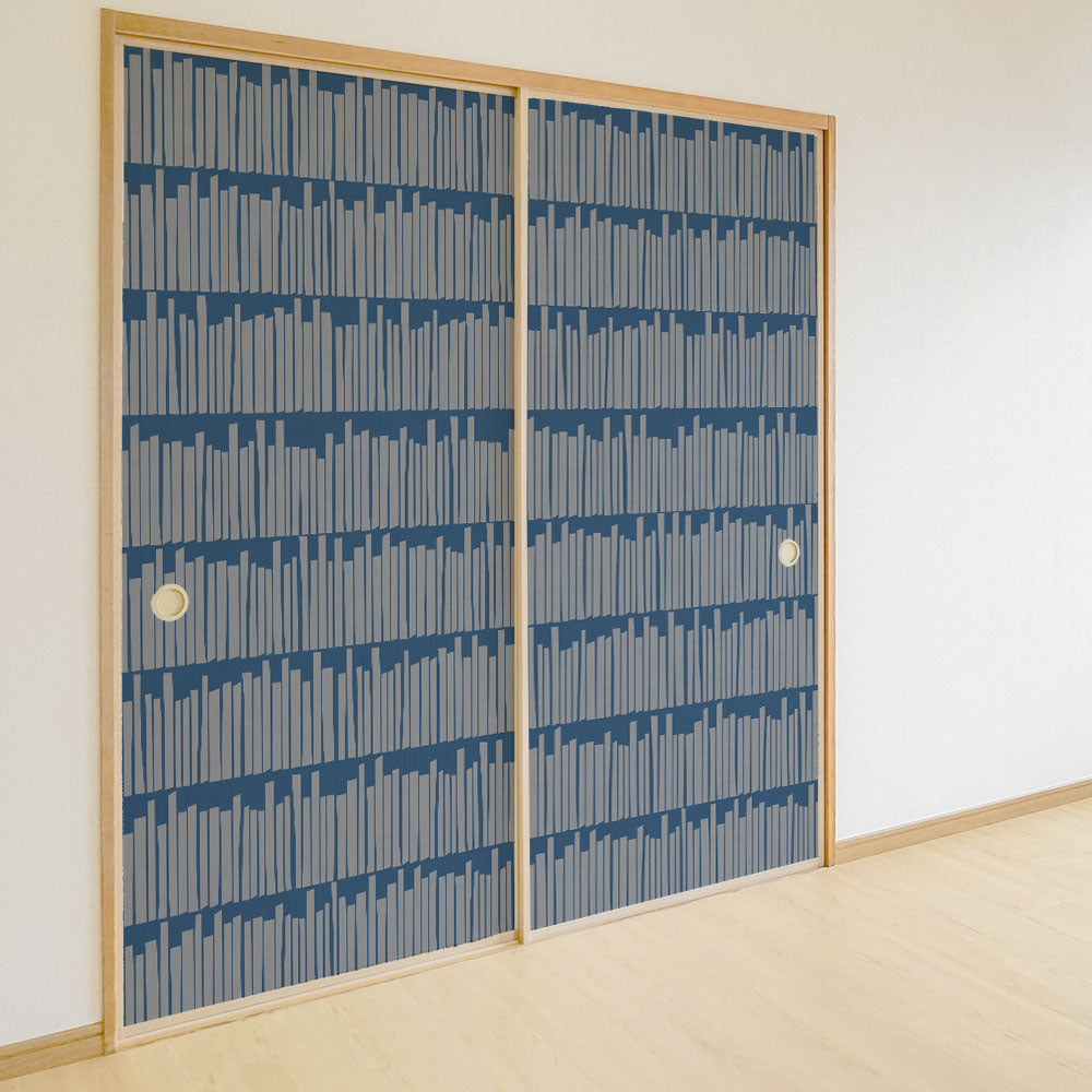 ふすまリメイクシート 消臭シールタイプ Bookshelf ネイビー (約185cm×94cm) SSFC-BS-02
