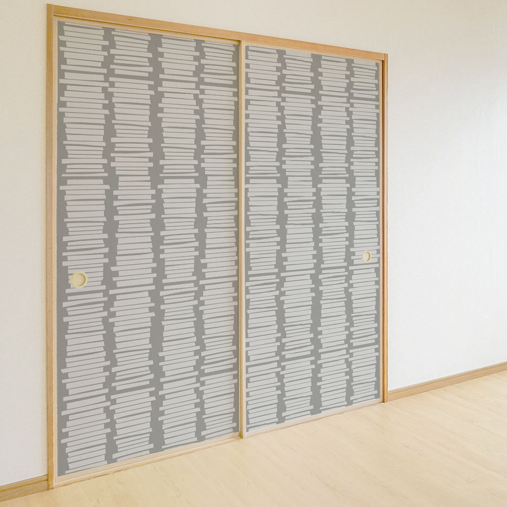 ふすまリメイクシート 消臭シールタイプ Tsundoku グレー (約185cm×94cm) SSFC-BS-06