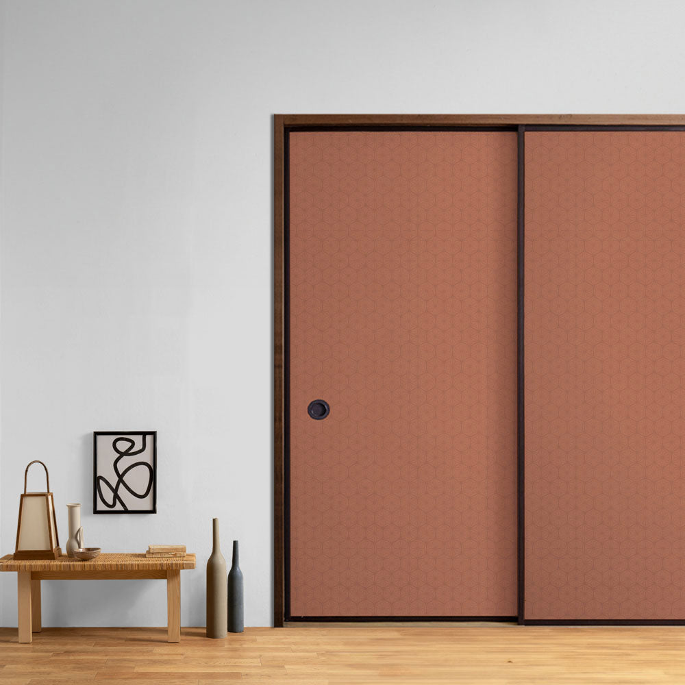 ふすまリメイクシート 消臭シールタイプ 和柄 麻の葉 煉瓦 (約185cm×94cm)