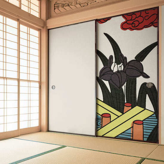 ふすまリメイクシート 消臭シールタイプ HANAFUDA 菖蒲に八橋  (約185cm×94cm) SSFC-HF-05