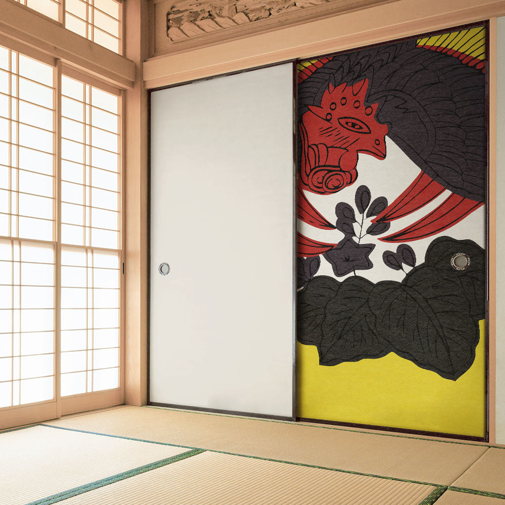 ふすまリメイクシート 消臭シールタイプ HANAFUDA 桐に鳳凰  (約185cm×94cm) SSFC-HF-12