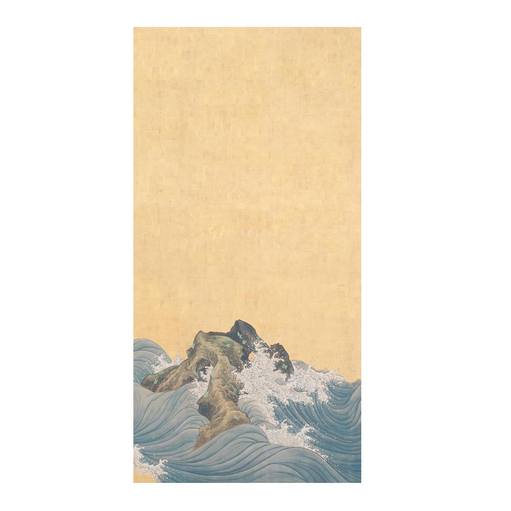 つながる2柄 山跡鶴嶺 波濤図屏風 A