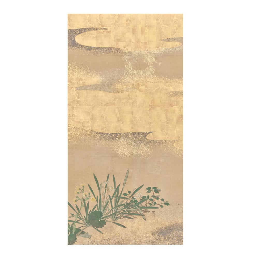 つながる4柄 渡辺始興 四季花木図屏風 D