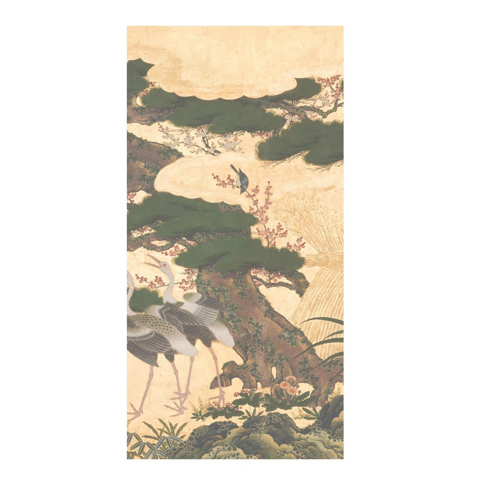 つながる4柄 四季花鳥図屏風 D