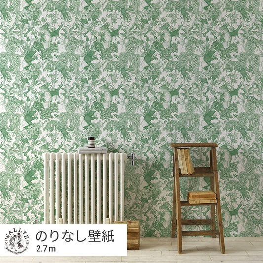 【卸専用】はがせる壁紙 のりなしタイプ WALLTZ ウォルツ 村山大明 Tropical rainforest Green NWZ-TFGR (49cm×2.7mサイズ)