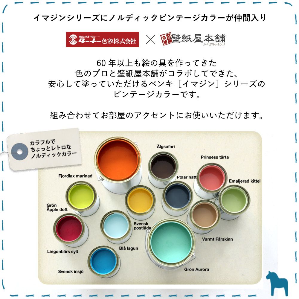 イマジンウォールペイント ペイントセット 2L ノルディック ヴィンテージカラーズ 【101】 Swedish Lake スウェーデンの湖