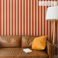 はがせる壁紙 シールタイプ ロンドンストライプW6 (49cm×2.5mサイズ) TKH-LS609 レッド×ベージュ