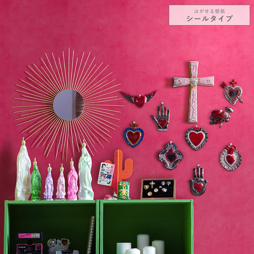 はがせる壁紙 シールタイプ メキシカントーン (49cm×2.5mサイズ) TKH-MT03 メキシカンピンク