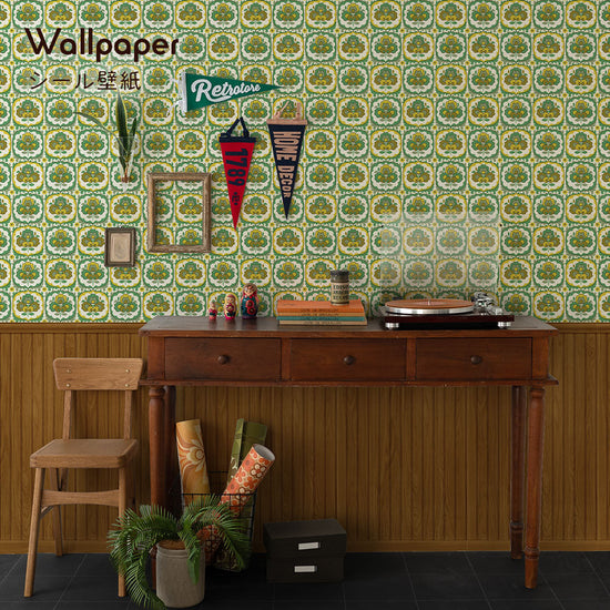 はがせる壁紙 シールタイプ レトロトレ ヴィンテージ切り替えパネル (49cm×2.5mサイズ) TRT-VWK06 ペパーミント