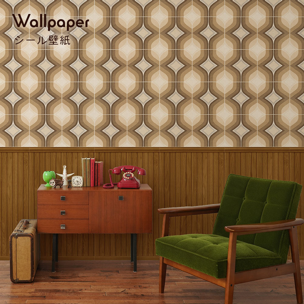 はがせる壁紙 シールタイプ レトロトレ ヴィンテージ切り替えパネル (49cm×2.5mサイズ) TRT-VWK07 ダカーポ