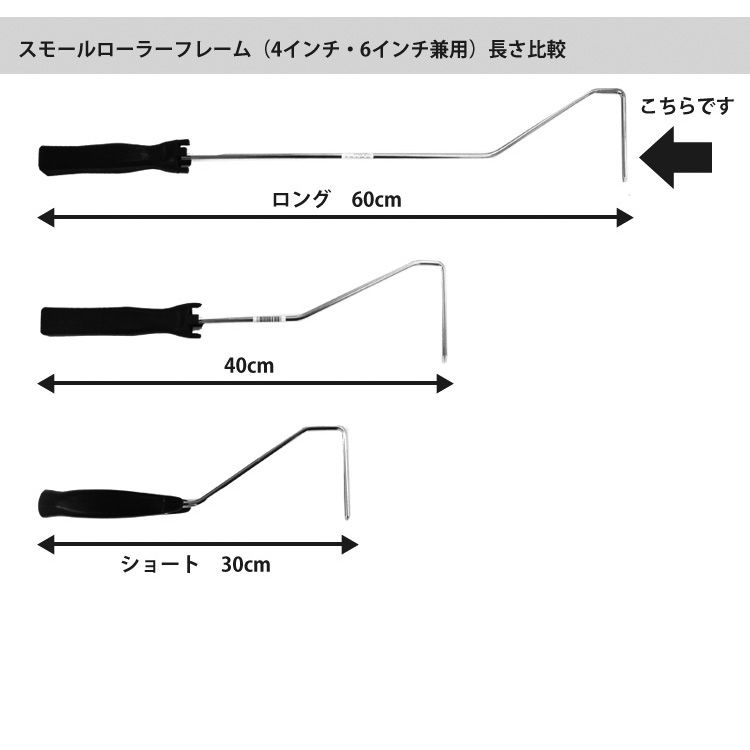 スモールローラーフレーム　ロング(60cm)黒角 4インチ・6インチ兼用