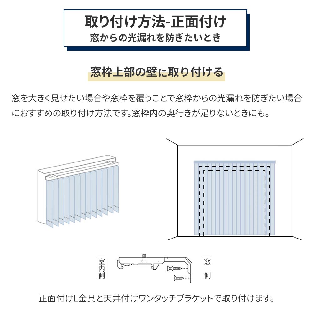 正面付けの取り付け方法 窓枠上部の壁に取り付ける場合