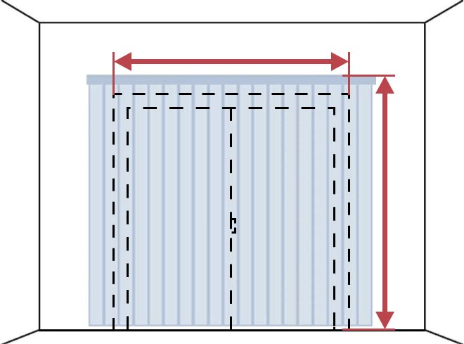 バーチカルブライン サイズの測り方 窓枠外の壁に取り付ける 掃き出し窓