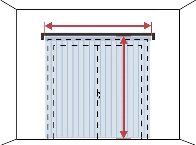 バーチカルブライン サイズの測り方 カーテンボックス内に取り付ける 掃き出し窓
