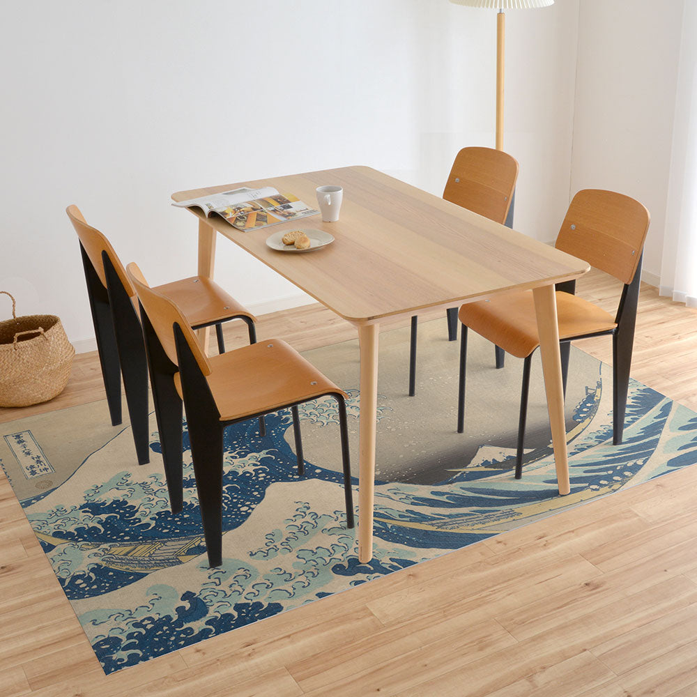 拭けるラグ 「Sheete me ! (シーテミー)」 150cm×220cm 葛飾北斎 富嶽三十六景 神奈川沖浪裏