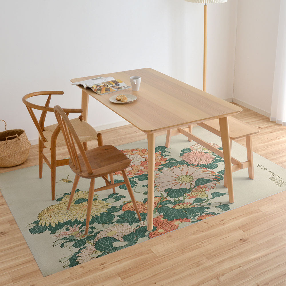 拭けるラグ 「Sheete me ! (シーテミー)」 150cm×220cm 葛飾北斎 菊に虻